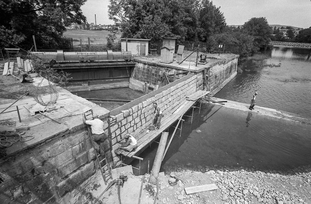Trockenlegung des Fabrikkanals 1974 (Foto: Bildarchiv ETH, Hans Krebs)